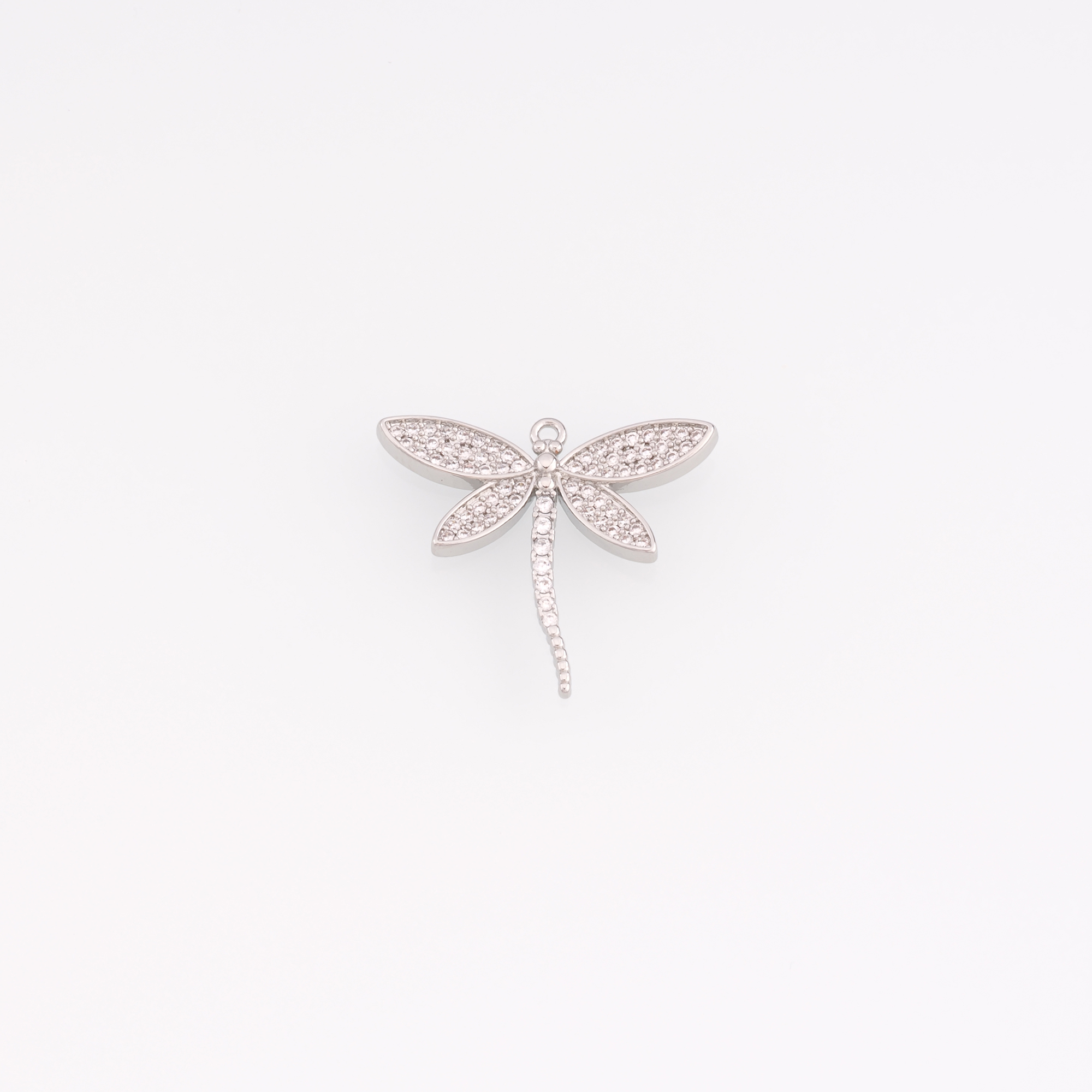 18K Gold Filled Dragonfly Pendant,CZ Micro Pave Insect Charm Earrings Necklace for DIY Jewelry Making Supply