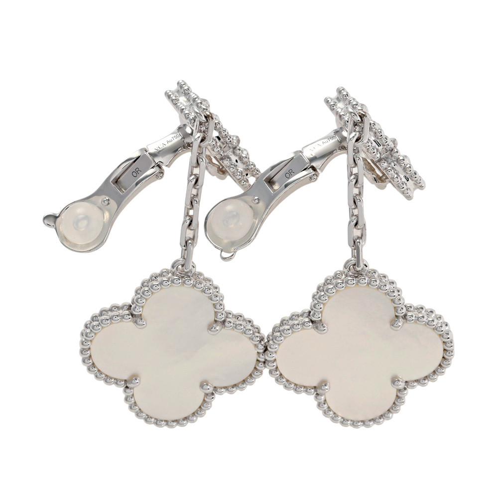 Van Cleef & Arpels Magic Alhambra Semi-custom Product Earrings 18K White Gold Mother of Pearl VCARP3SK00
