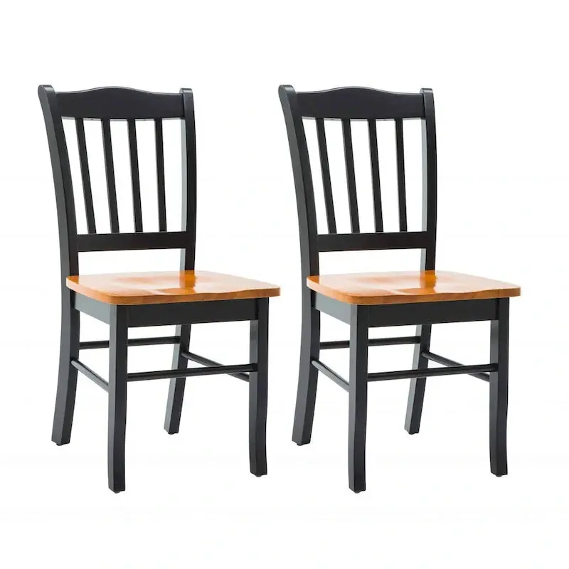 Shaker-Style Side Dining Chairs (Set of 2) – Classic Wooden Design with Slatted Backs
