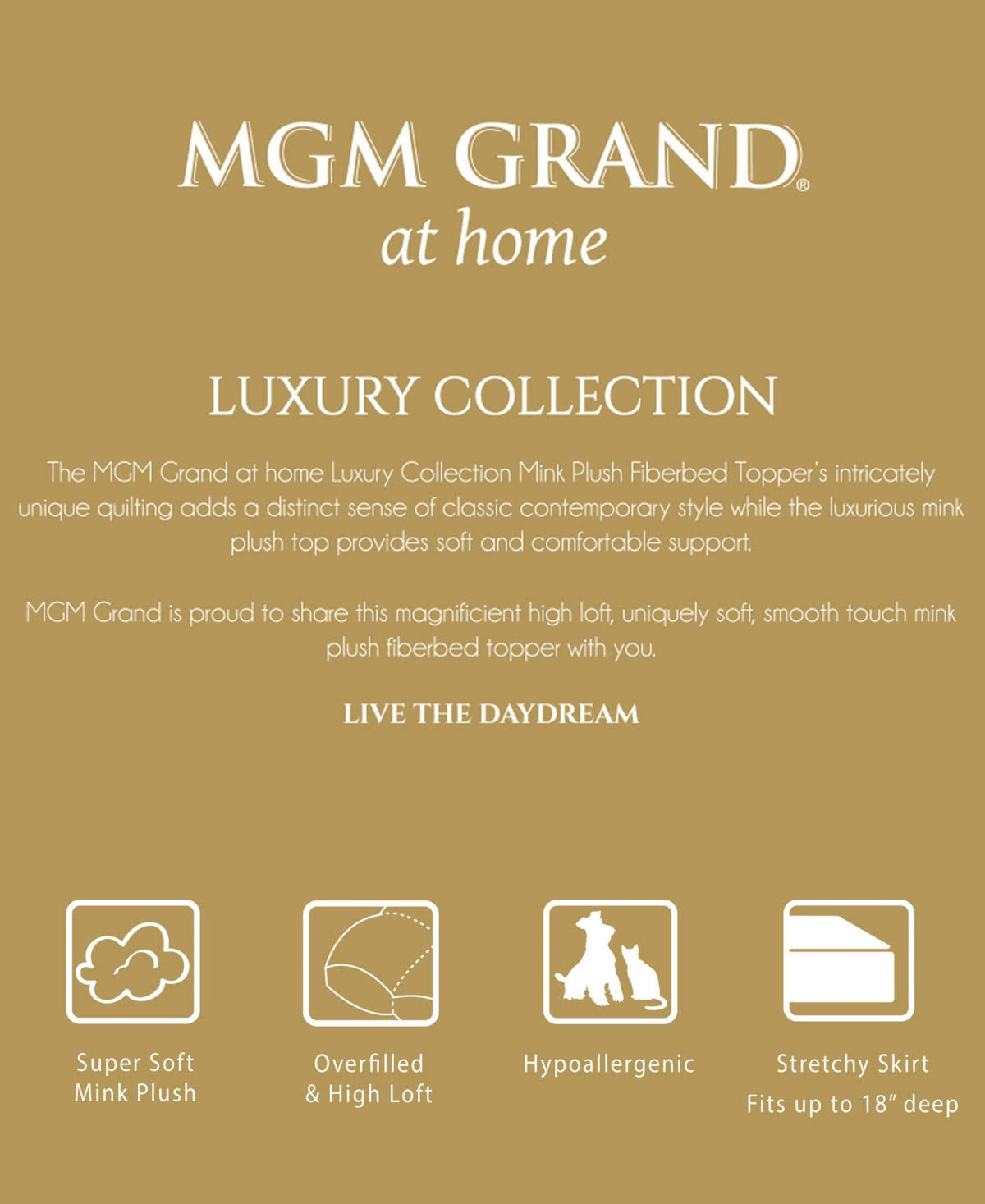 MGM Grand Hotel Mink Plush Fiber Bed Mattress Topper Twin White