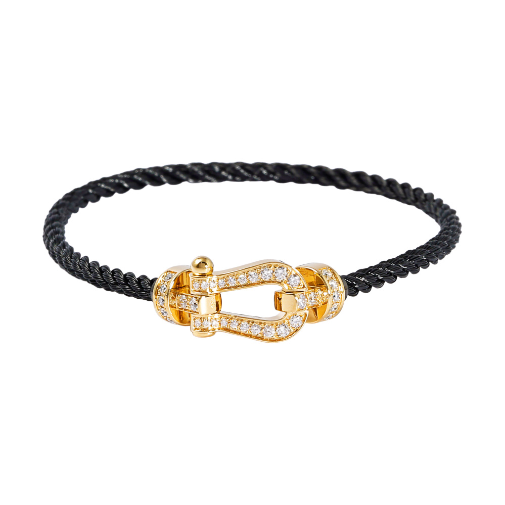 FRED Force 10 Mm Bracelet 18K Yellow Gold & Stainless Steel Diamond 0B0071-6B0372