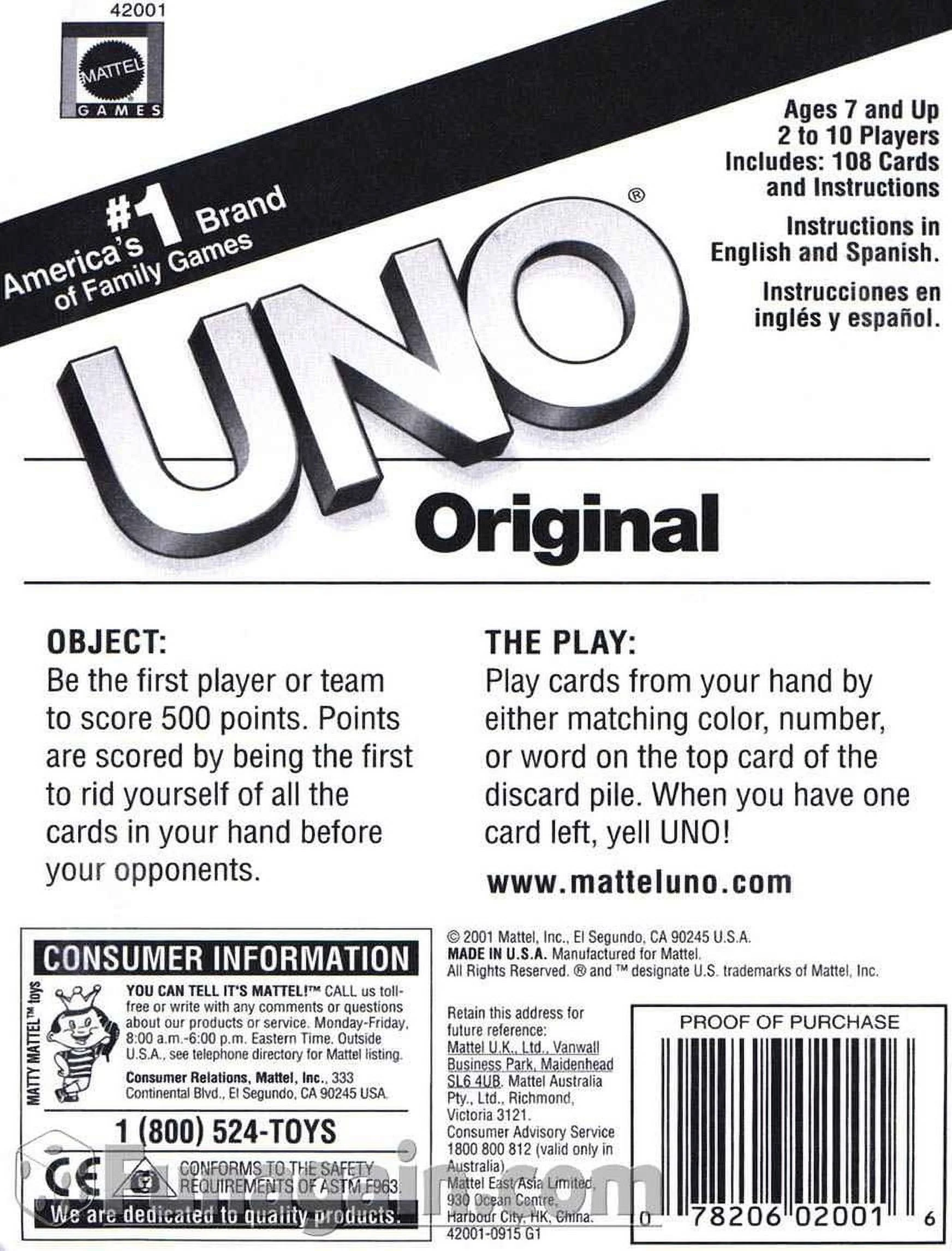 Mattel Uno original Card Game by Mattel