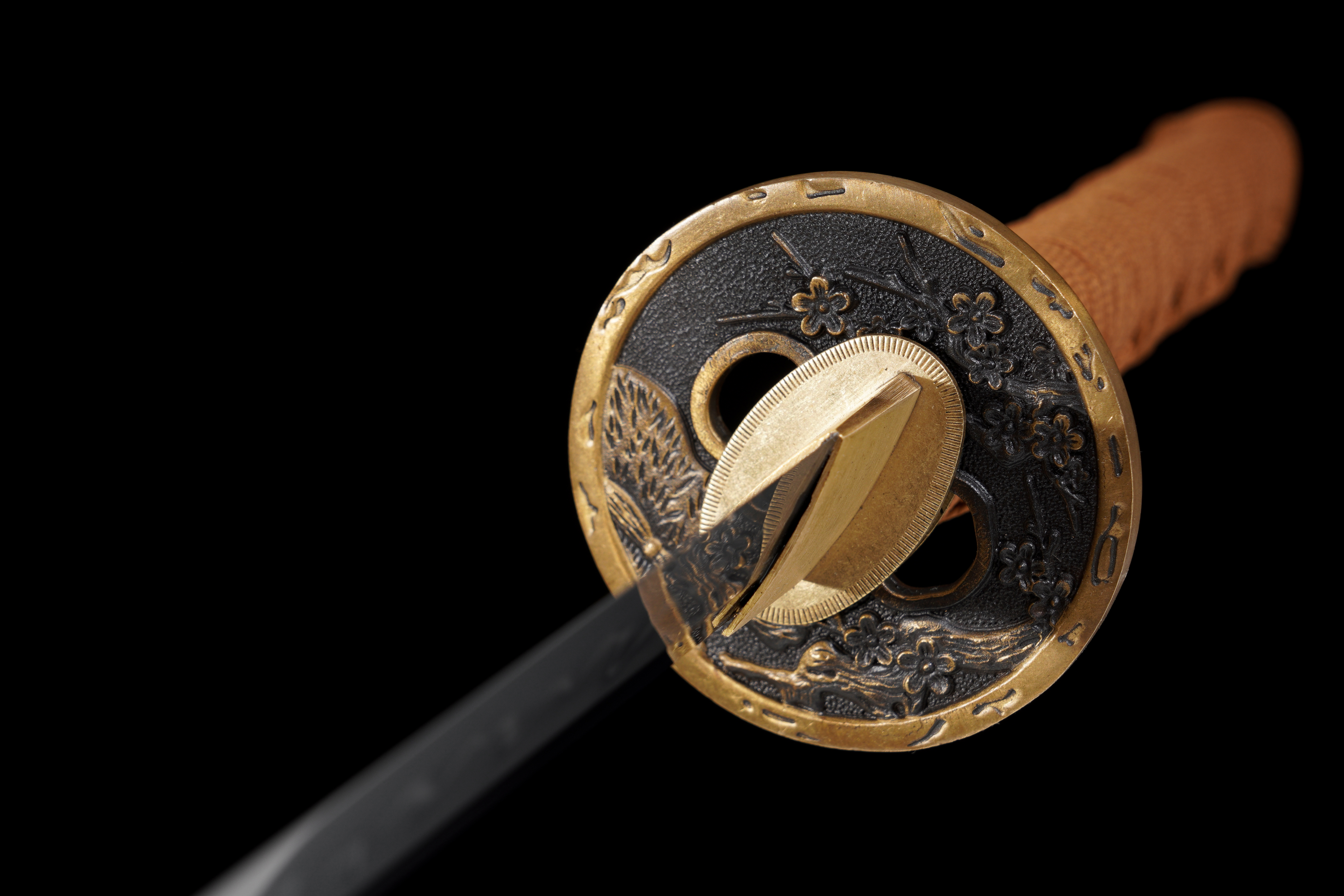 Handmade Katana T10 Steel Clay Tempered Four Gentlemen Saya Full Tang