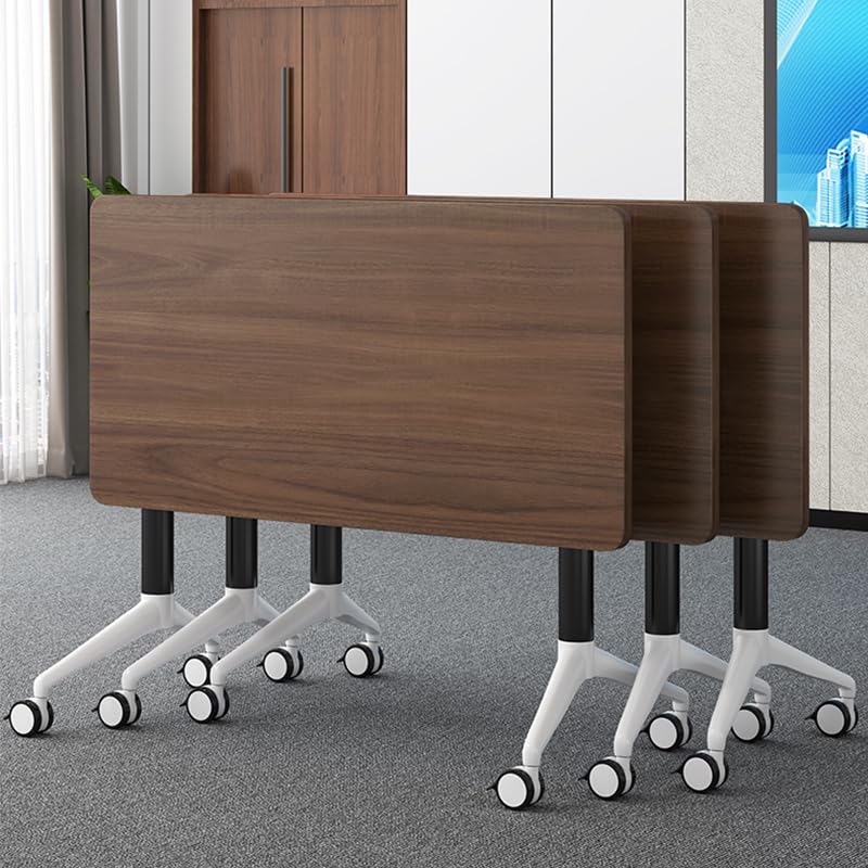 Conference Table, Folding Conference Room Tables with Flip-Top Design, Mobile Seminars Dynamic Meetings Training Tables for Offices, Classrooms, and Meeting Room (White, 47.2×15.7×29.5in)