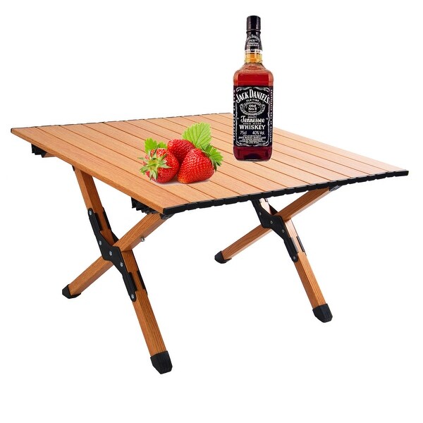 Portable Rollable Picnic Table Aluminum Alloy Top, Folding XShaped Base