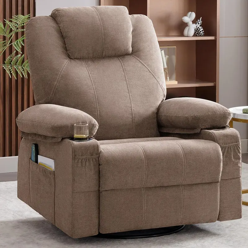 Premium Swivel Rocking Recliner – Heated & Massaging, 360° Rotation, Single-Seat Lounge Sofa