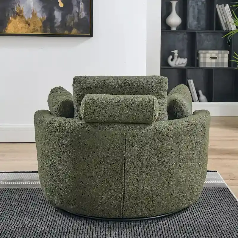 Swivel Cuddle Barrel Chair – Oversized Accent Seating with Moon-Shaped Storage Ottoman