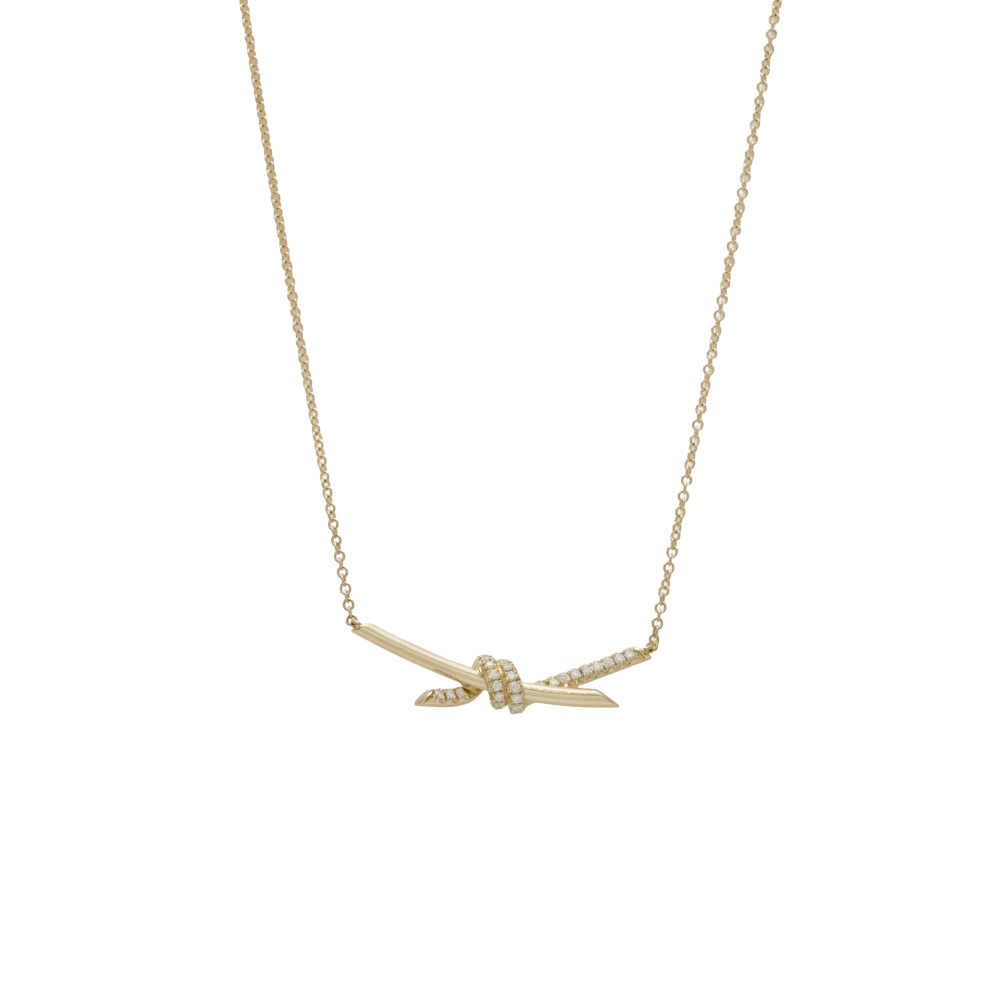 Tiffany & Co. Knot Necklace 18K Yellow Gold Diamond 68887216