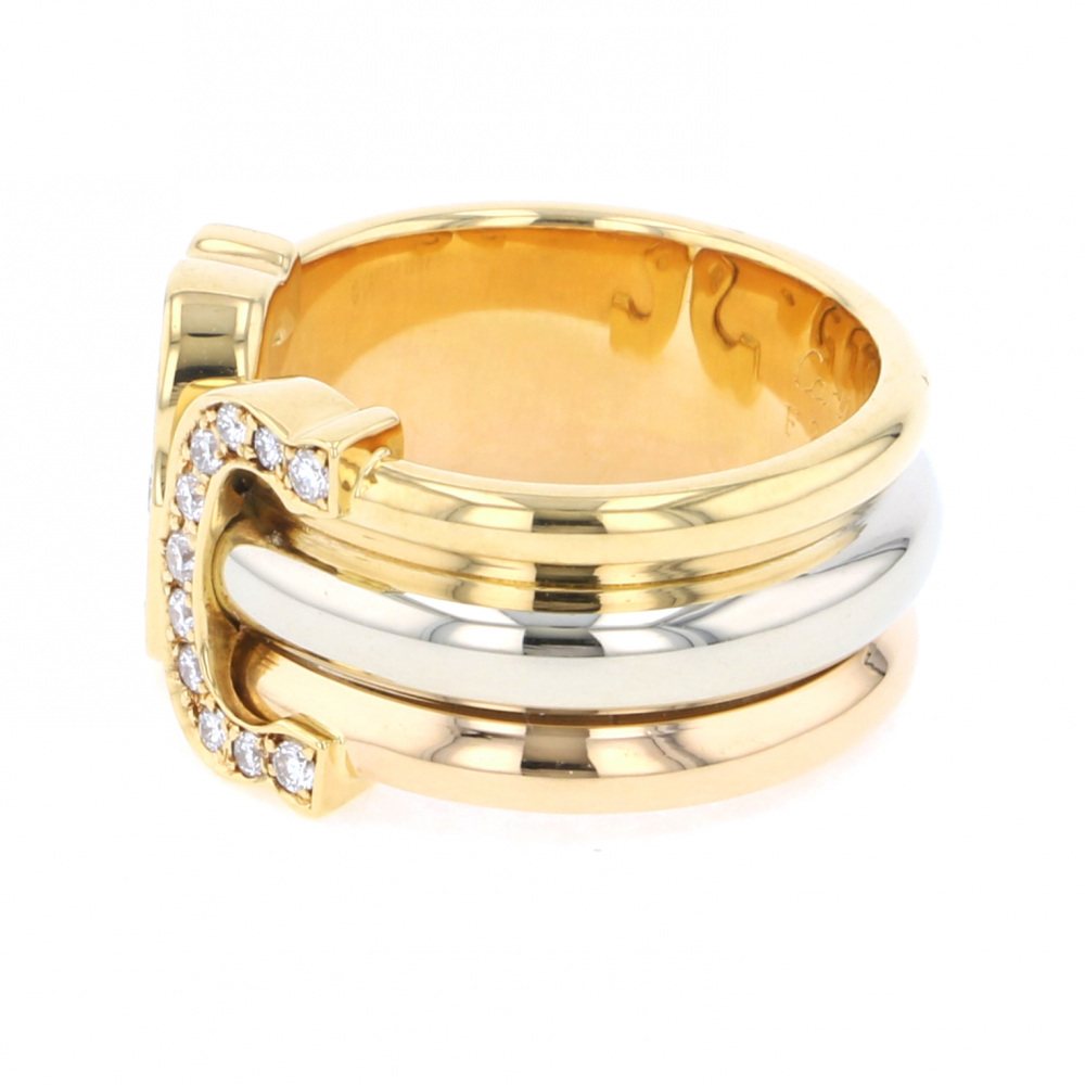 Cartier 2C #47 Ring Tri-Gold Diamond