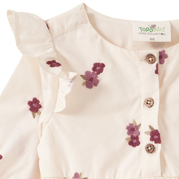 Topomini Pure Collection Baby Langarmbody mit Blumen-Stickerei