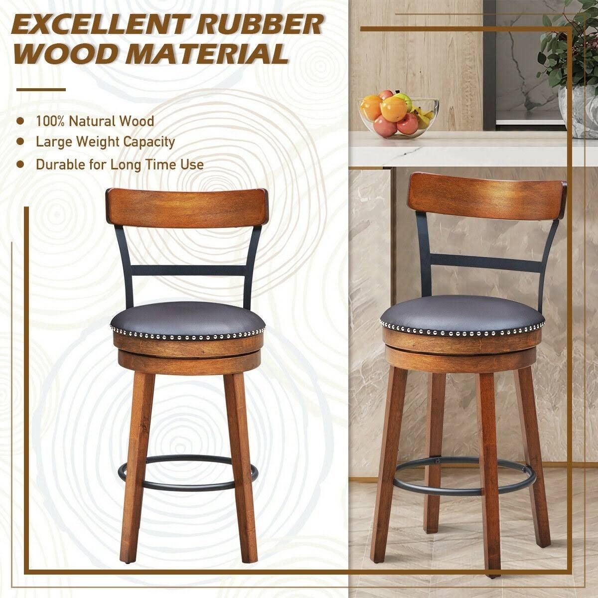 360-Degree Bar Swivel Stools with Leather Padded - Pictured