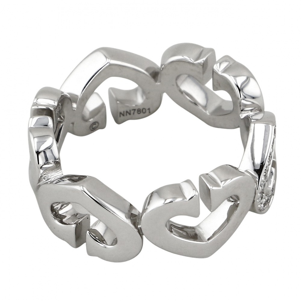 Cartier C Heart Diamond Ring 18K White Gold
