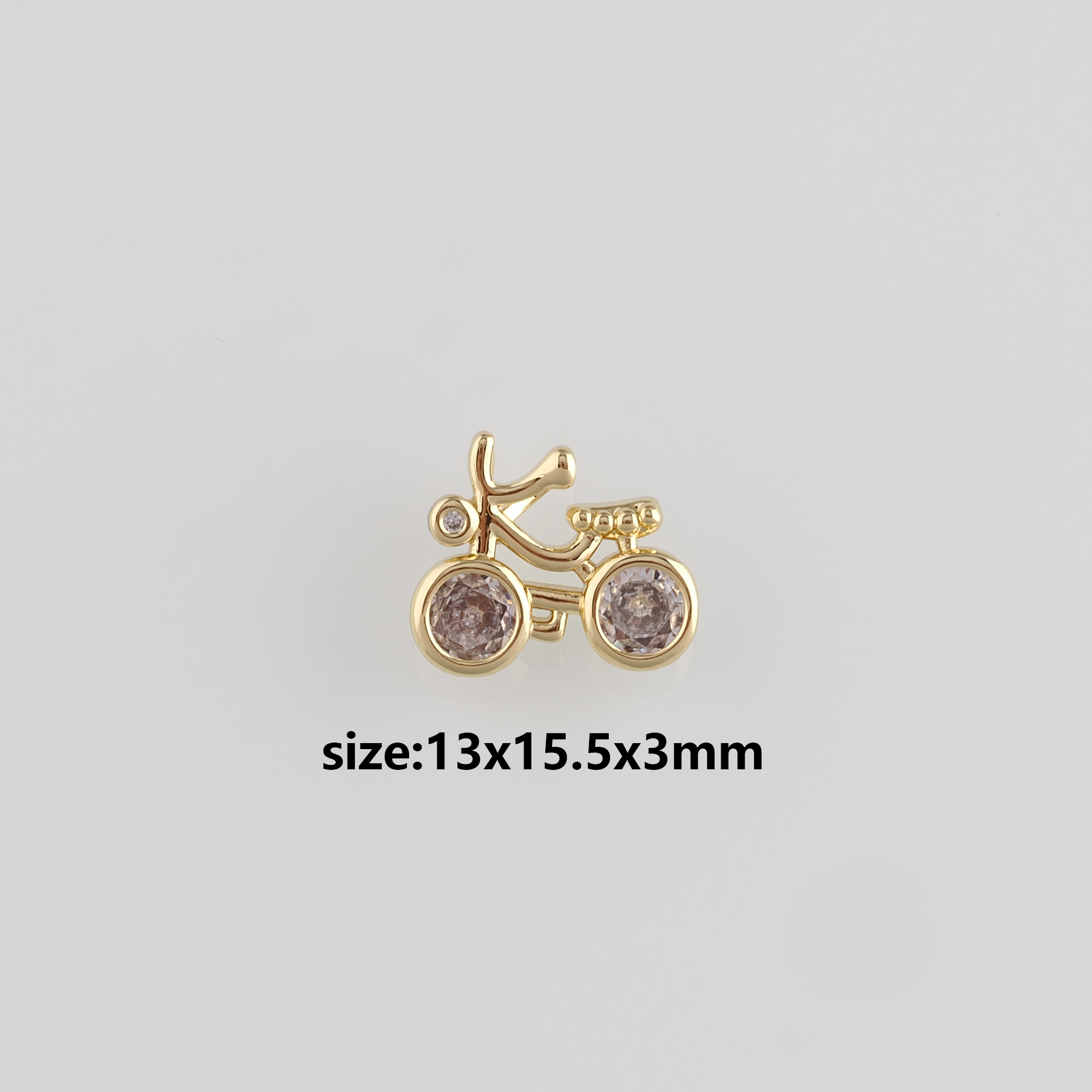 18K Gold Filled Bicycle Pendant,CZ Micro Pave Bicycle Charm Earrings Necklace for DIY Jewelry Making Supply