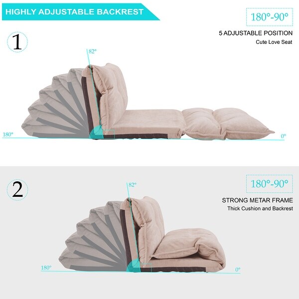 Lazy Sofa Adjustable Folding Futon Sofa with Pillows