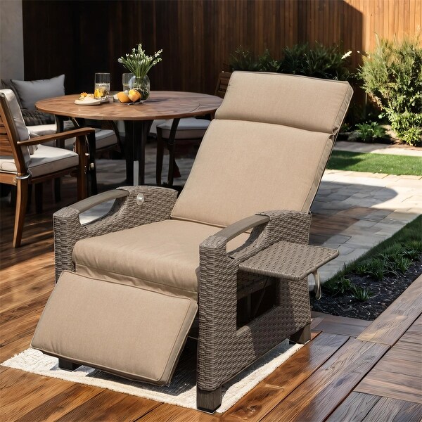 Patio Adjustable Recliner Chair with HandWoven Wicker