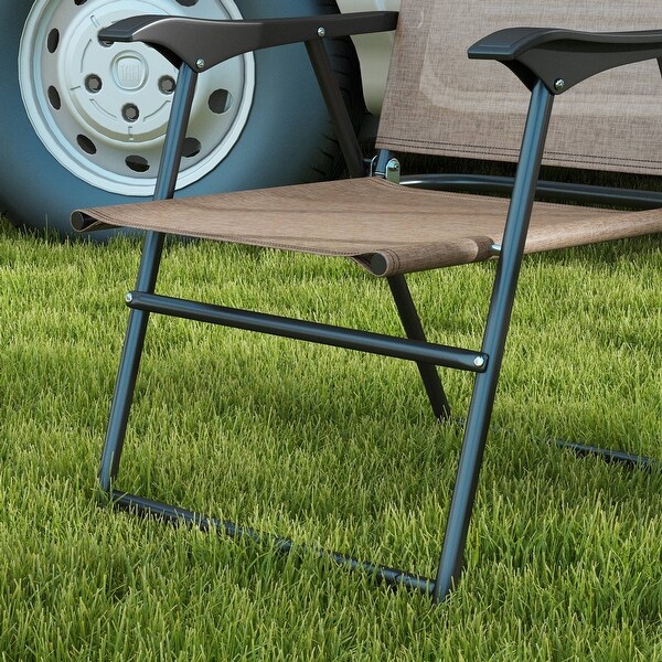 Outsunny Folding Patio Chairs,Set of 4 Camping Chairs with Armrests