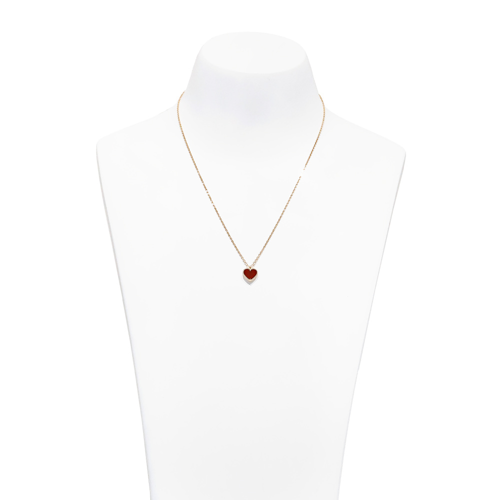 Van Cleef & Arpels Sweetheart Heart Motif Necklace 18K Rose Gold Carnelian VCARN59N00