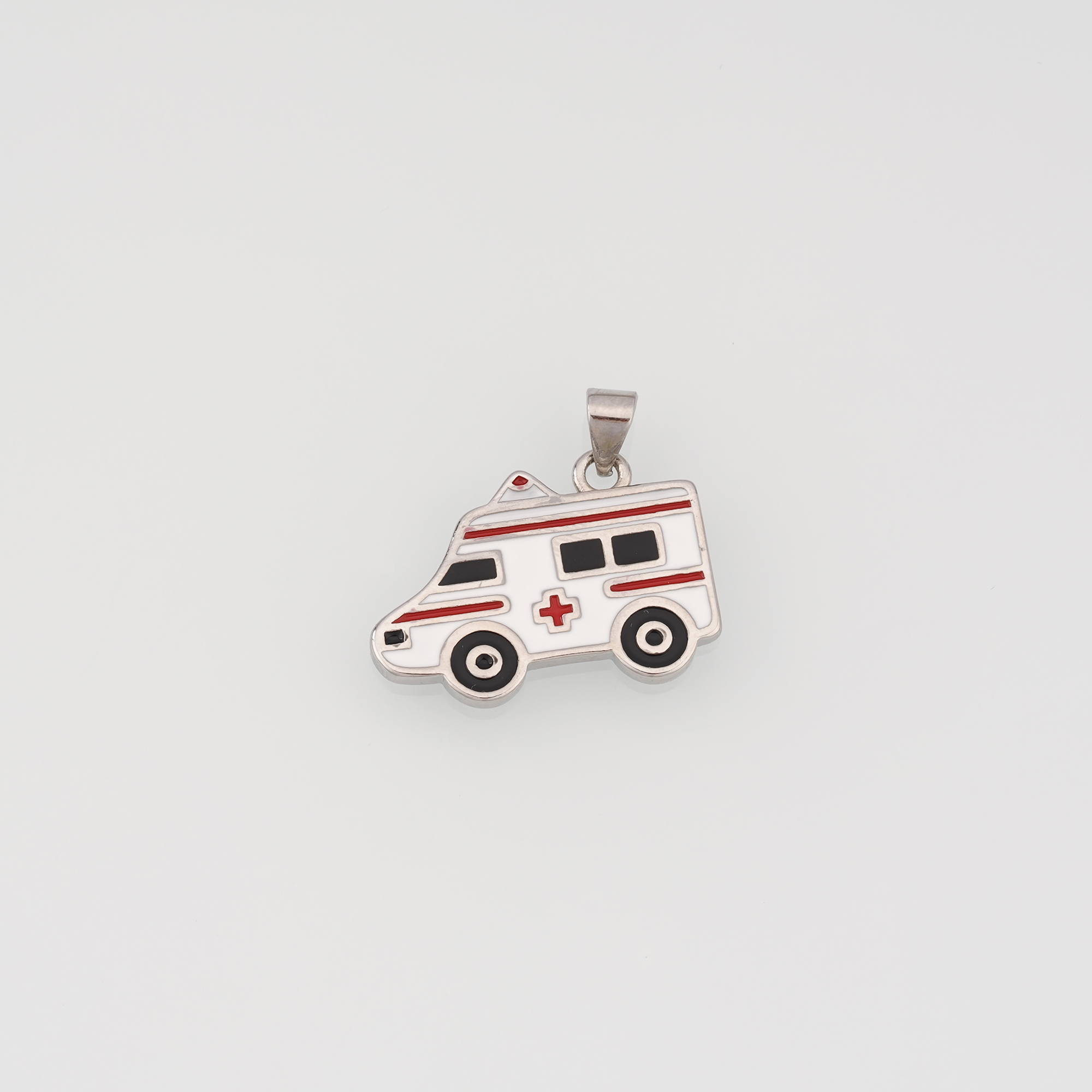 18K Gold Filled Car Pendant,Enamel Ambulance Charm Earrings Necklace for DIY Jewelry Making Supply