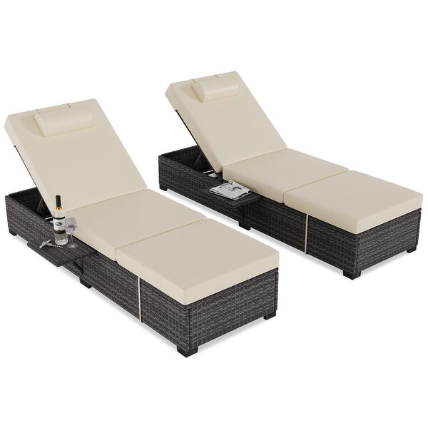 Outdoor Patio Chaise Lounge Chairs Set of 2,Pe Wicker Lounge Chairs with Removable Furniture Cushion