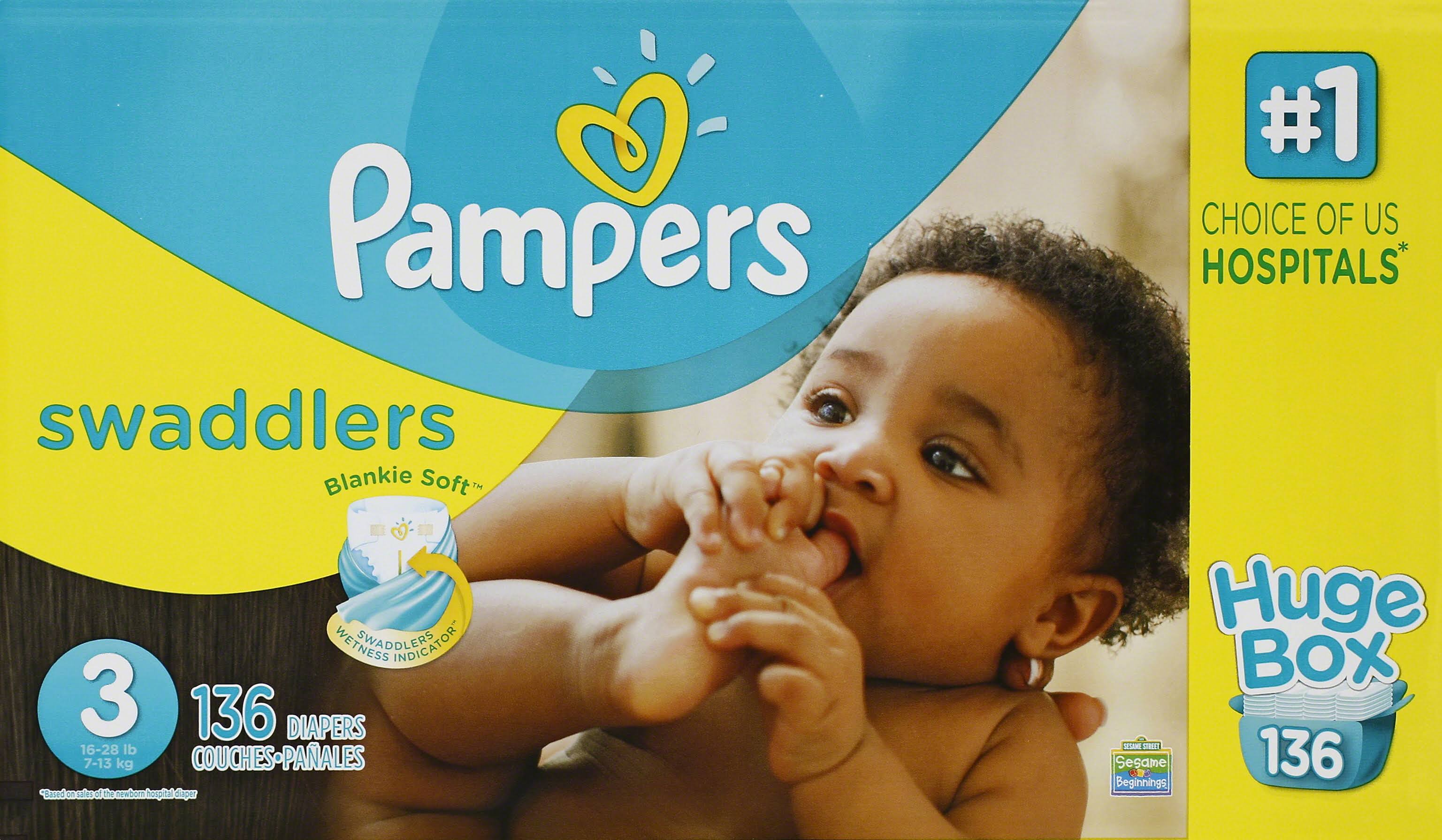 Pampers Swaddlers Diapers, Size 3 - 136 count