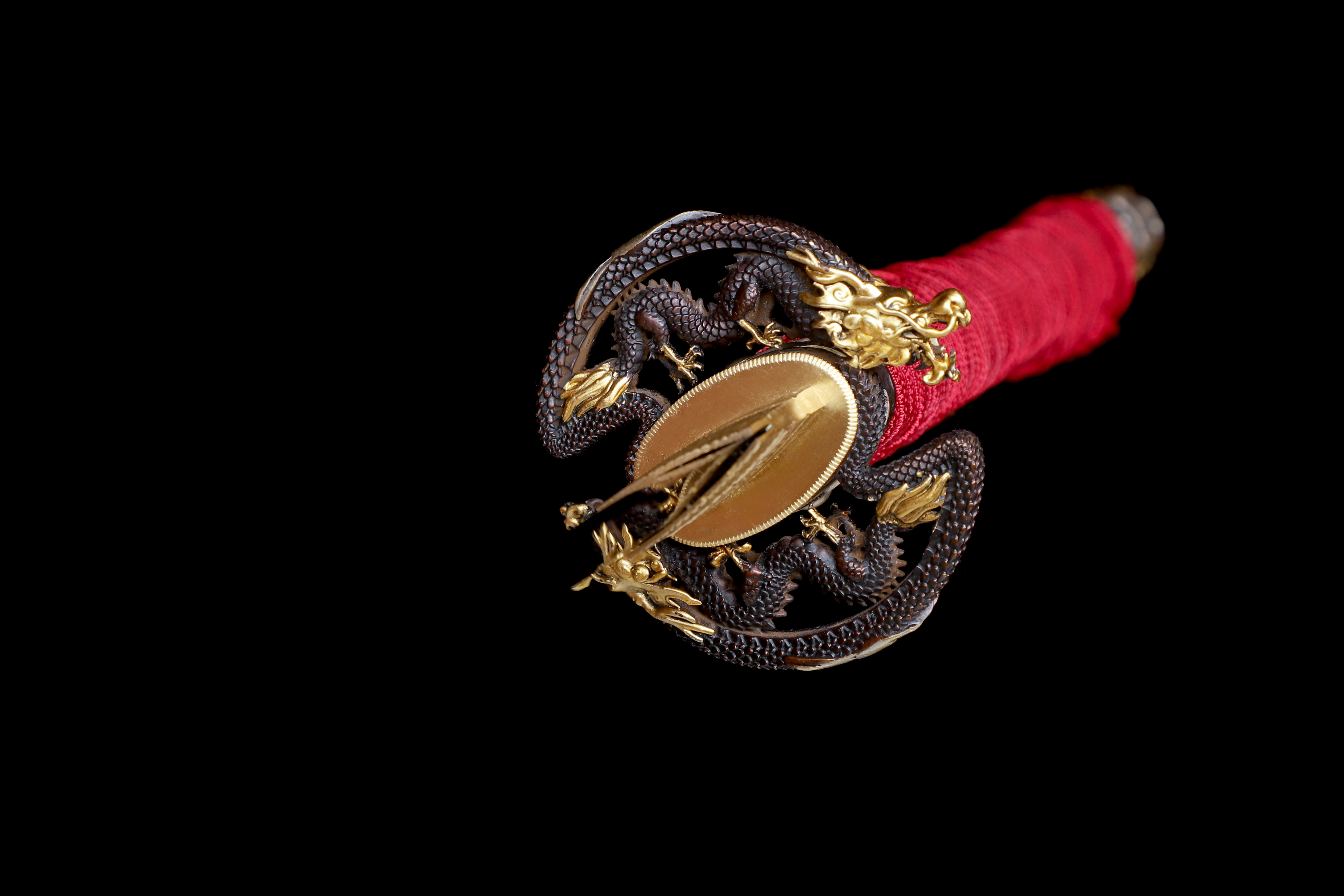 Handmade Katana Go-Mai Gold Body Blue Edge Dragon Tsuba Full Tang
