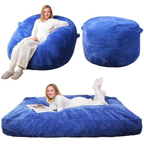 WLIVE Bean Bag Chair, Convertible Chair Folds from Bean Bag to Floor Mattress, High-Rebound Memory Foam, Full Size, Grey