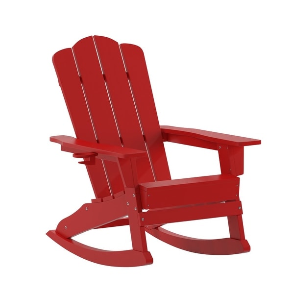 Commercial AllWeather Rocking Adirondack Chair with Swiveling Cupholder