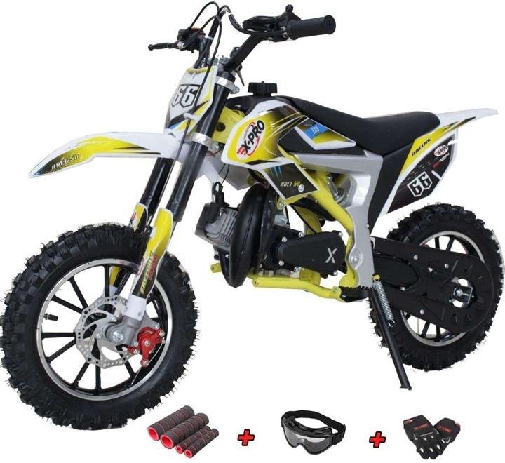 bolt-50cc Dirt Bike Gas Dirt Bike Kids Dirt Bikes Pit Bikes Youth Dirt Pitbike with Gloves, Goggle and Handgrip,Red
