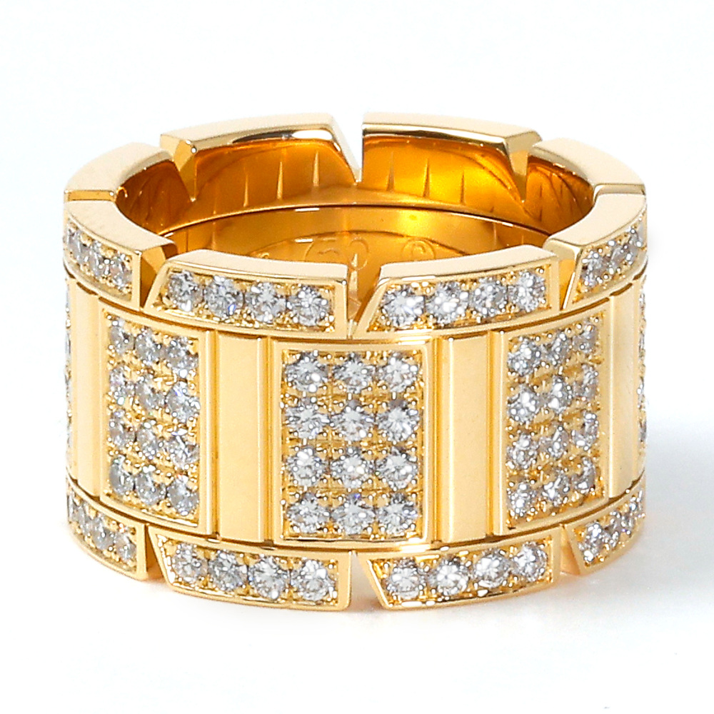 Cartier Tank Française Ring 18K Yellow Gold Diamond