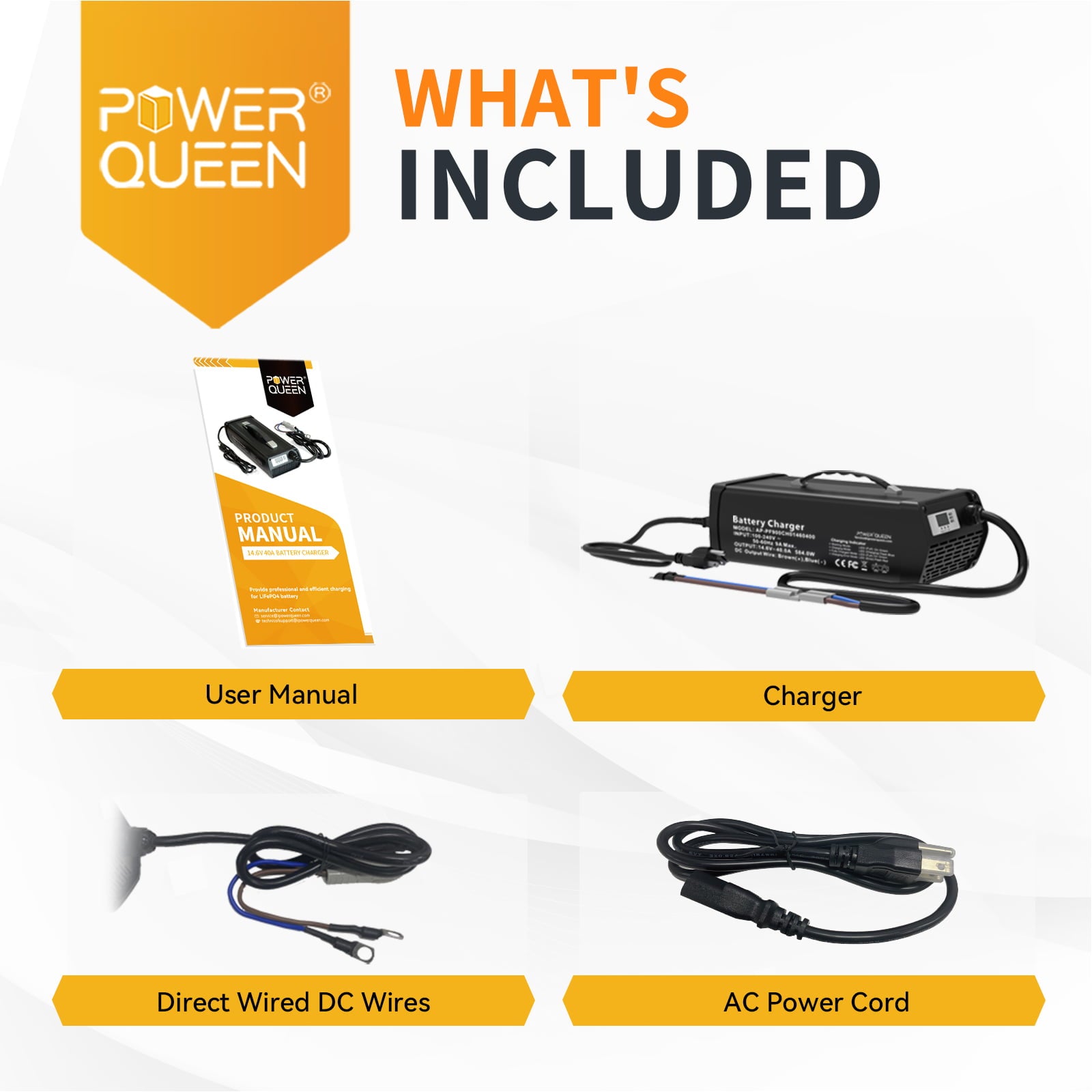 Power Queen 14.6V 40A Lithium Battery Charger Fast Charging Automotive Maintainer