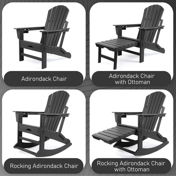 Vrakae Folding and Rocking Adirondack Chair with Ottoman