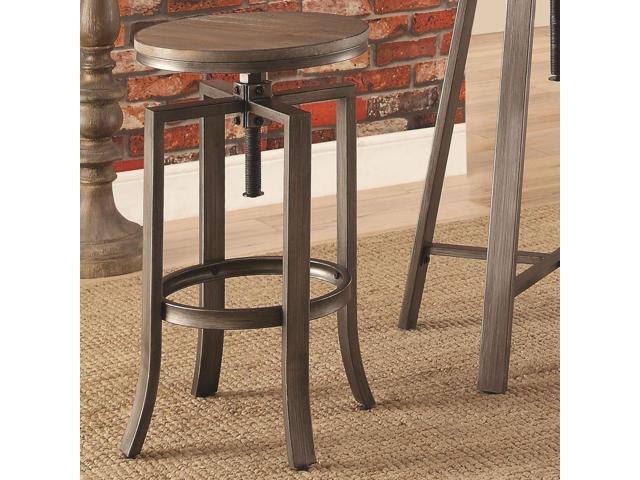 Wire Brushed Nutmeg Adjustable Height Bar Stool by Coaster 122101 - Set of 2