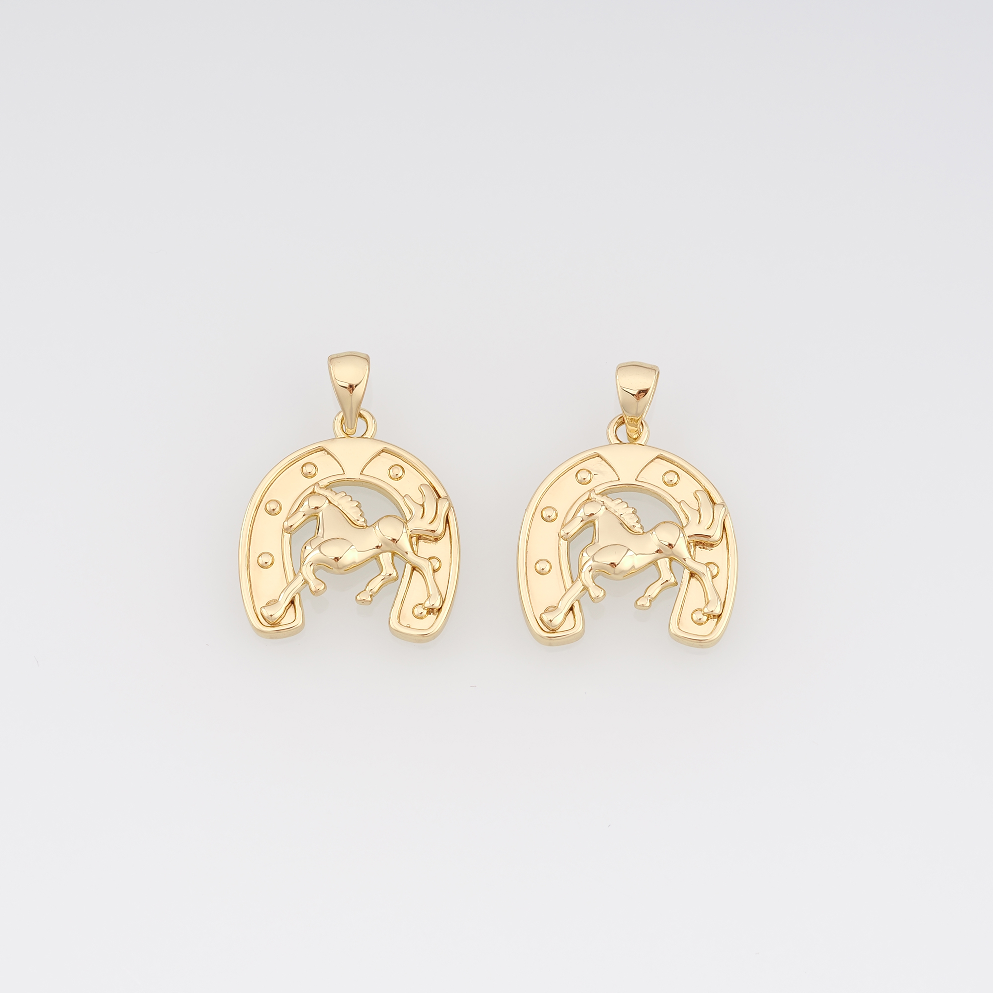 18K Gold Filled Horse Pendant,Animal Charm Earrings Necklace for DIY Jewelry Making Supply