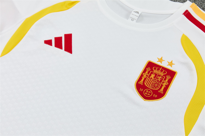 Spain Short Sleeves Training Suit White-Two Stars 5