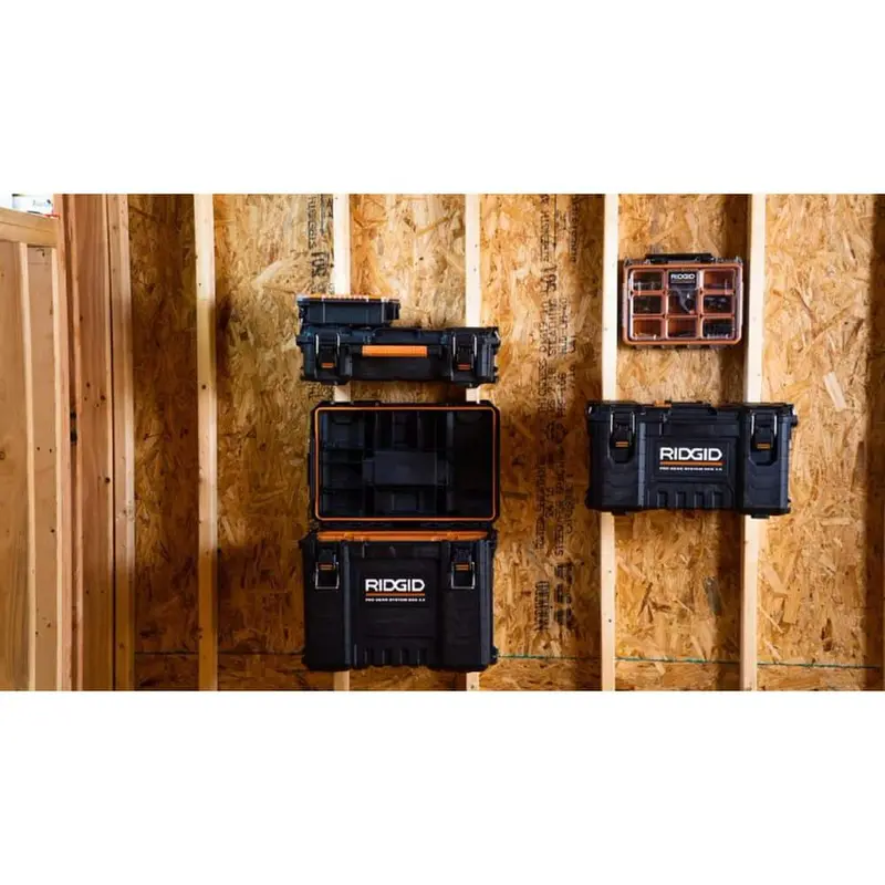 RIDGID 2.0 Pro 22 in. Gear System Rolling Tool Box and Tool Box and Tool Case 254065-254067-254069