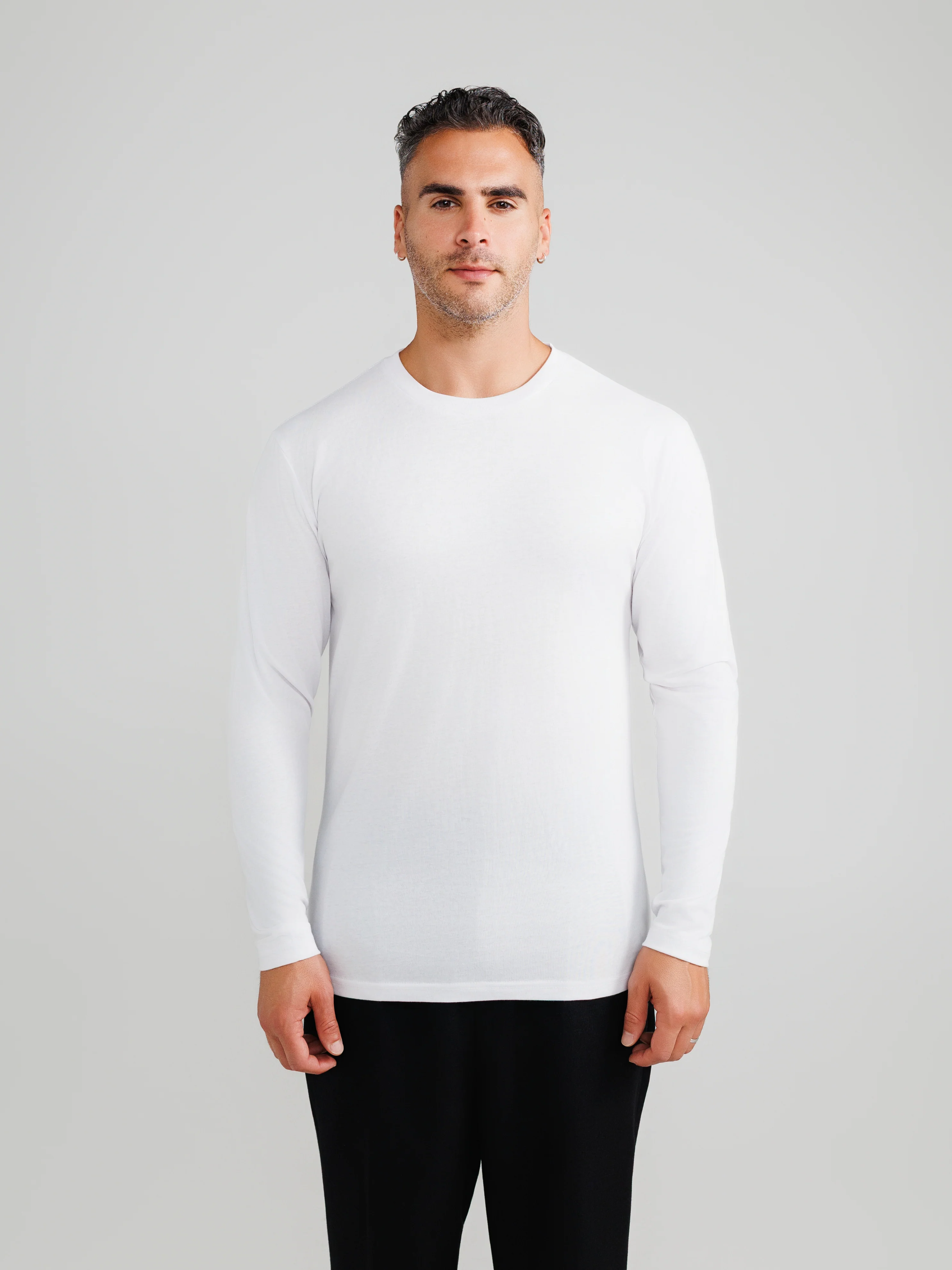 Weißes Langarmshirt 3er-Pack