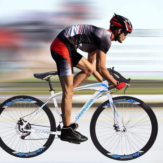 Aluminum Road Bike,700C Racing Bicycle with 21 Speed Derailleur System Disc Brakes Bicycles City Commuter Bike, Lightweight Durable Road Bike Mens/Womens Fashionable Bikes