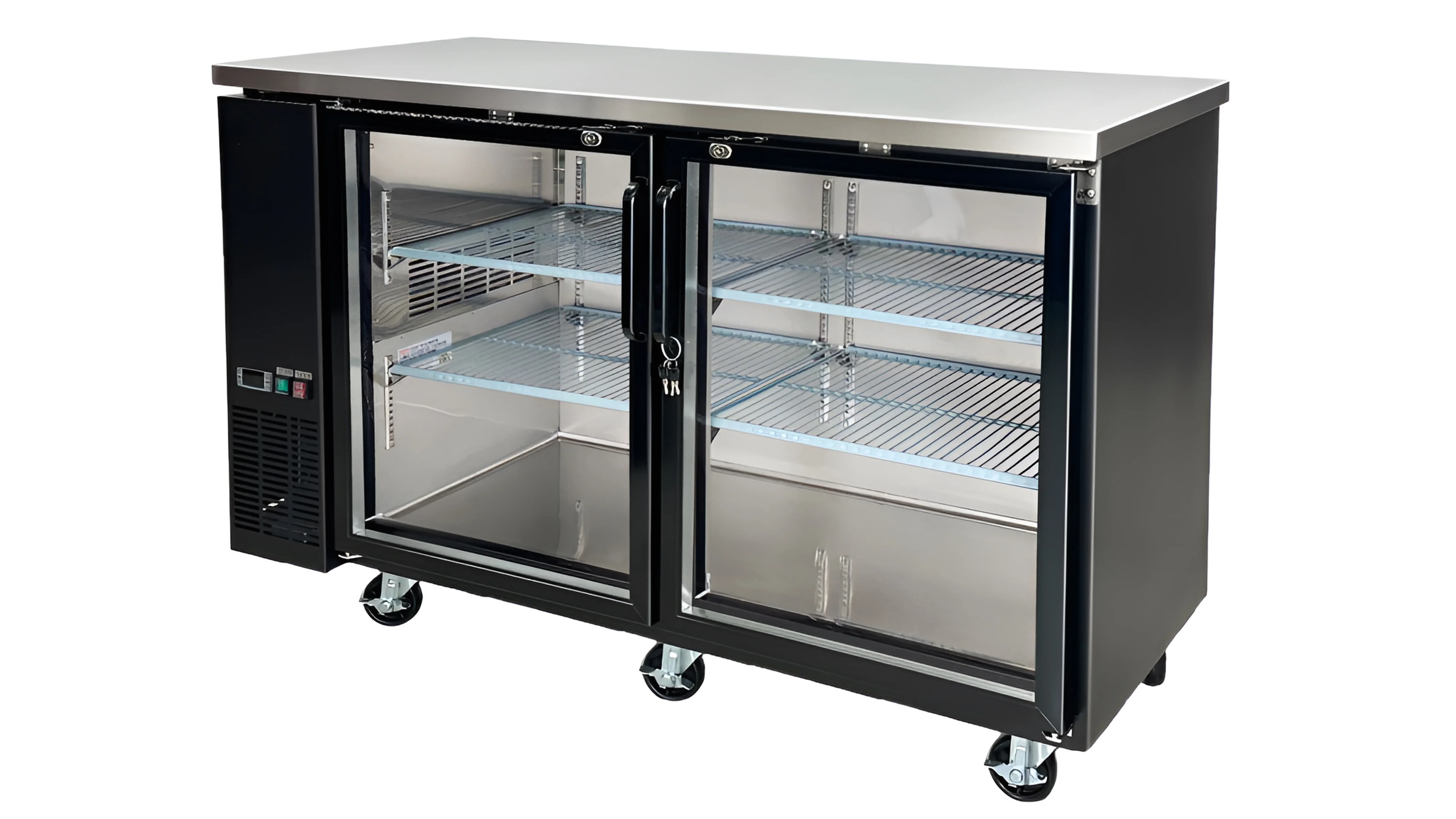 60 in. Beer Black Glass Door Back Bar Cooler Case  15.8 Cu. ft.