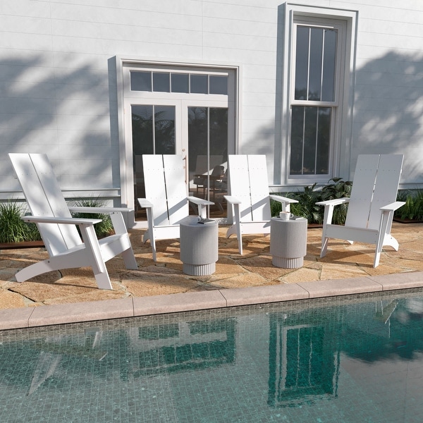 Modern Dual Slat Back Adirondack Style Chairs,Set of 4
