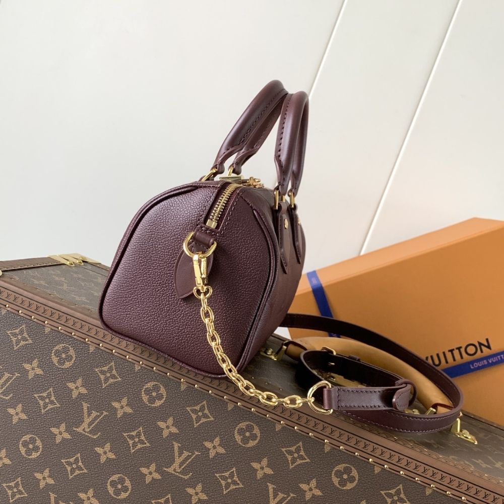 [Premium Quality] – Louis Vuitton Speedy Bandouliere 20 Monogram Empreinte Grenat Red 8.1 Inches M25929