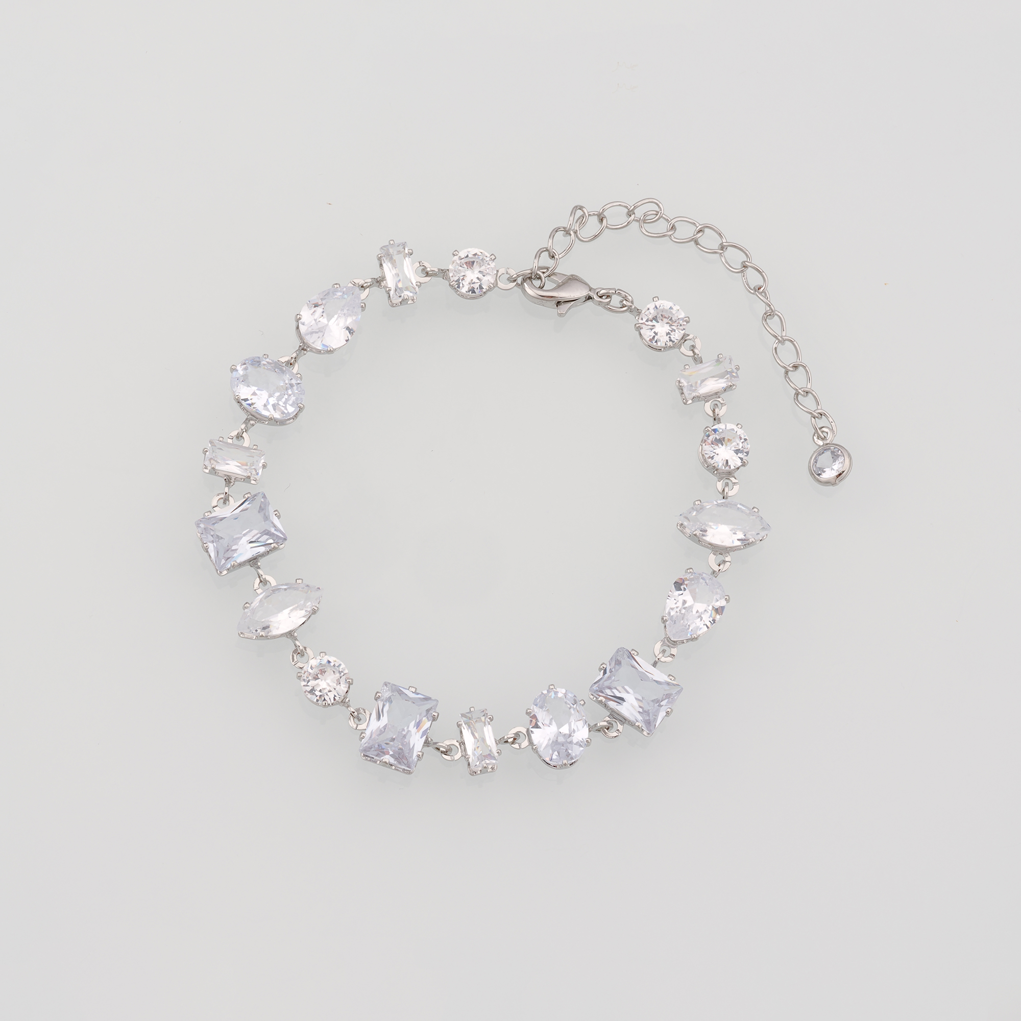 18K Gold Filled Geometric Bracelet,Zircon Bracelet,White Stone Bracelet,Adjustable Bracelet,Gift For Her
