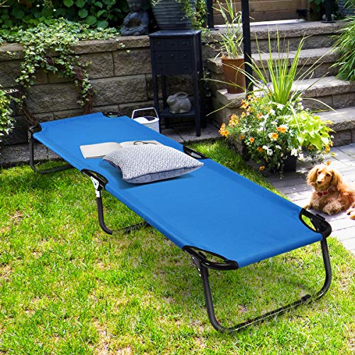 Giantex Folding Camping Cot for Adults, Portable Sleeping Cot Bed with 600D Oxford Fabric, Heavy Duty Frame, 350Lbs Capacity, 1-Step Use, Outdoor Lounge Chair for Sleepover Hiking, Home & Office, Grey