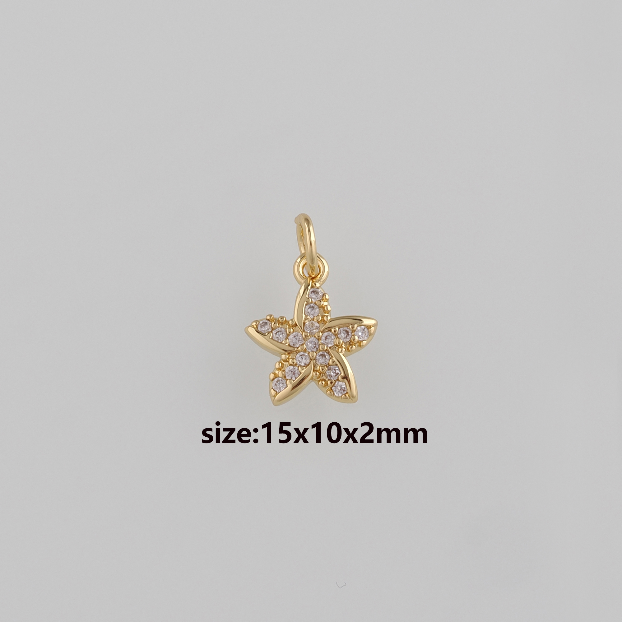 18K Gold Filled Flower Pendant,CZ Micro Pave Flower Charm Earrings Necklace for DIY Jewelry Making Supply