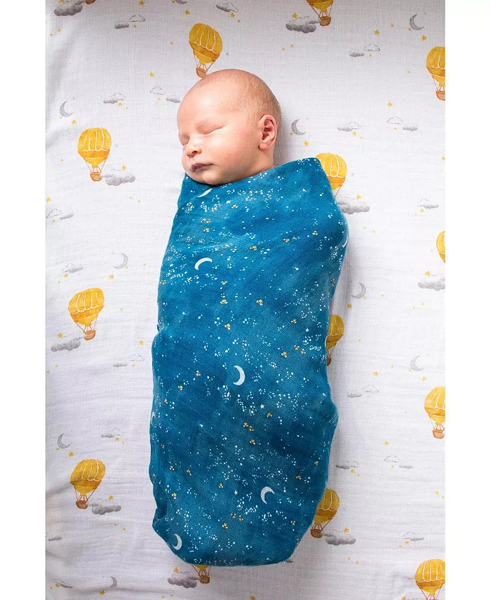 Malabar Baby GOTS Certified Organic Cotton Muslin Swaddle, Starry Night