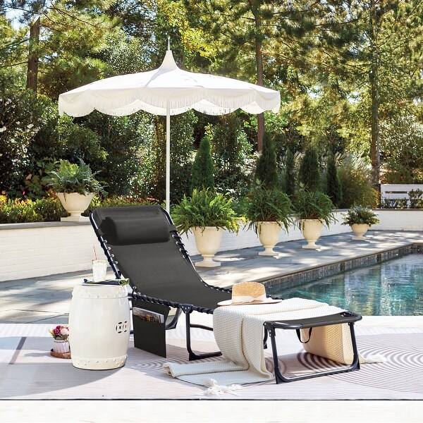 Homall Foldable with Facehole,Lounge Coffee Chair 12 Inch High 5Position Adjustable Patio Lounge Chair Beach Pool Coffee Chair