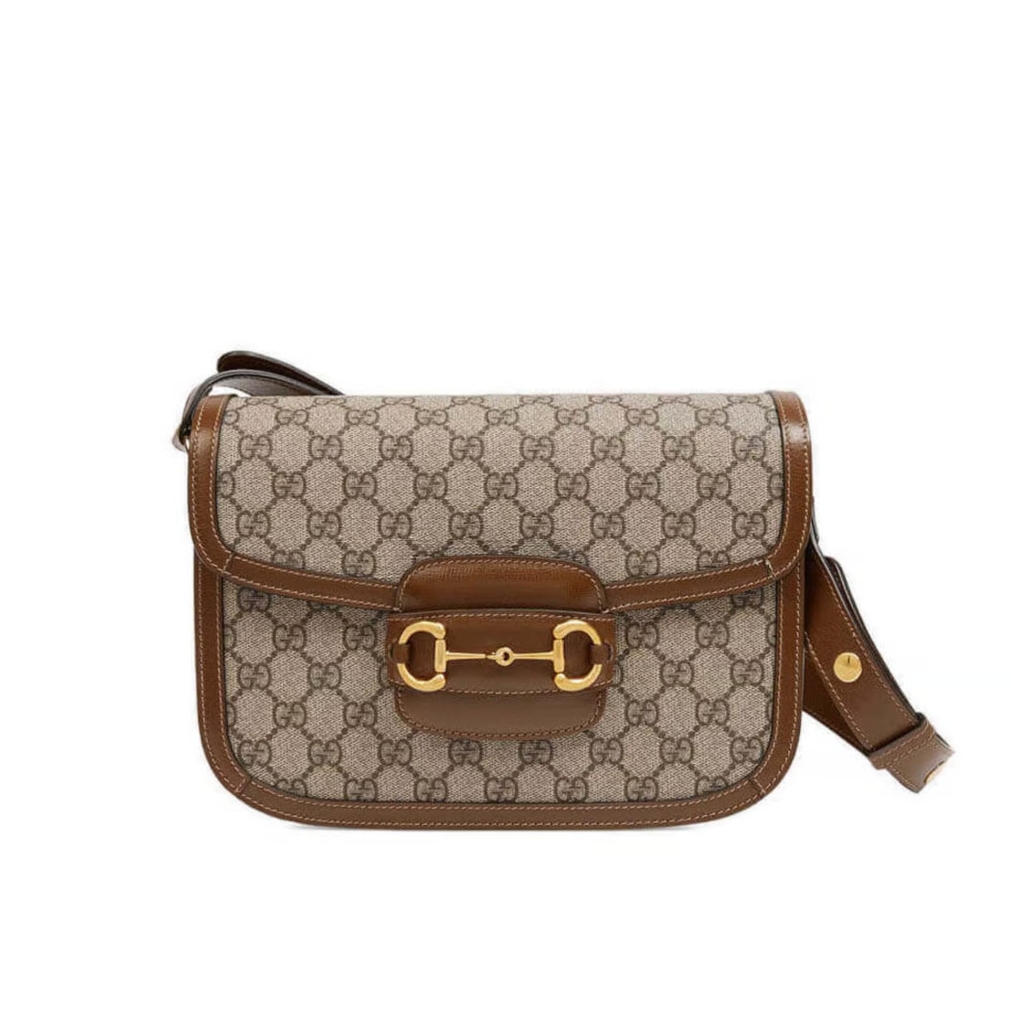 Gucci 1955 Horsebit Brown GG Supreme Canvas Shoulder Bag 25cm