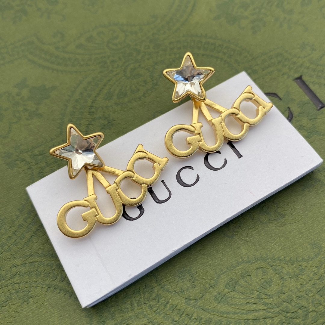 Gucci Crystal Star Gold Earrings 679076 J1D50 8031