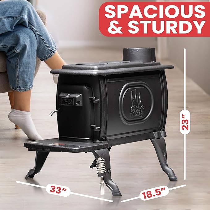 US Stove 900 Sq. ft. Cast Iron Wood Stove