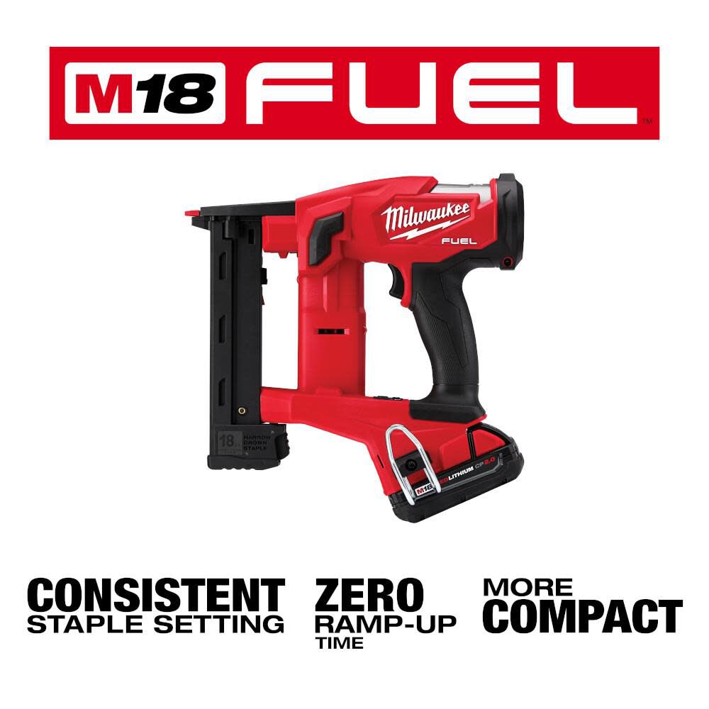Milwaukee M18 FUEL 18 Gauge 1/4 in. Narrow Crown Stapler Kit 2749-21CT