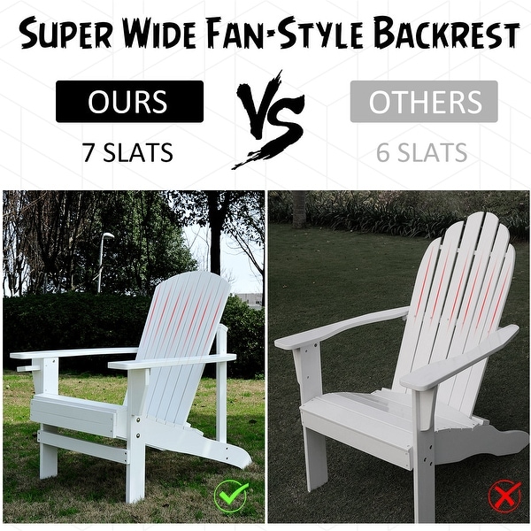Outsunny Ergonomic White Wood Adirondack Lounge Chair with Cup Holder